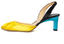 Satin slingbacks with feathers (price unavailable) from On Pedder