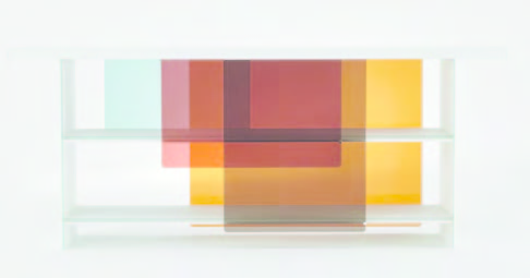 Frosted glass tables, Layers, by Japanese studio Nendo, for Glas Italia.