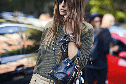 Saint Laurent’s patterned bags are a hit with fashion insiders.