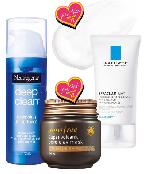 Neutrogena Deep
Clean Cleansing Oil 
to Foam, $30.90
La Roche-Posay
Effaclar Mat SeboControlling
Moisturizer,
$38.90
Innisfree Super
Volcanic Pore Clay
Mask, $21