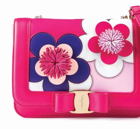 A special limited edition capsule collection of
five designs was created for the reopening of Ferragamo’s Hong Kong boutique on Canton Road, including this fuchsia Vara Rainbow bag