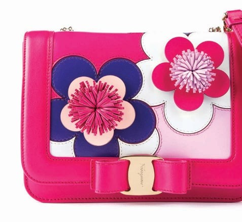 A special limited edition capsule collection of
ﬁve designs was created for the reopening of Ferragamo’s Hong Kong boutique on Canton Road, including this fuchsia Vara Rainbow bag